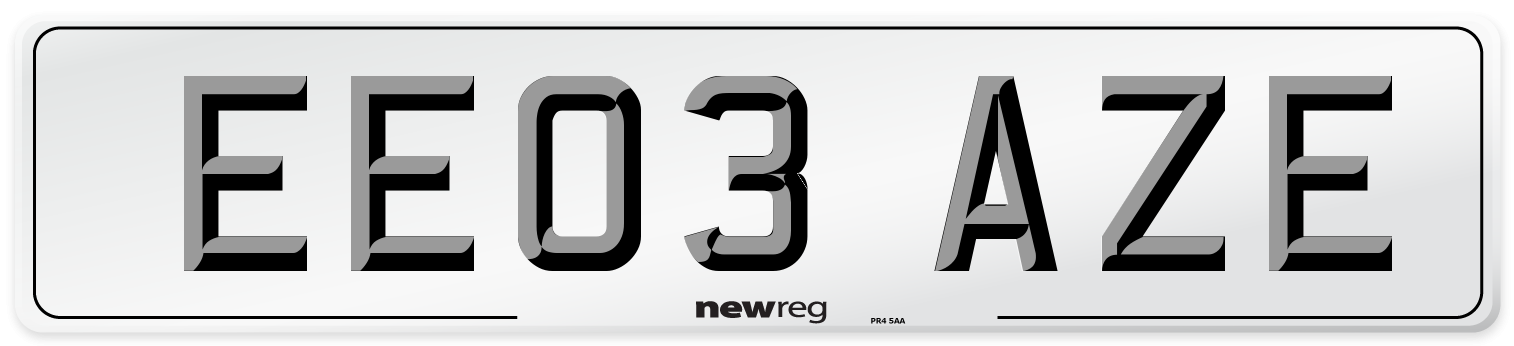 EE03 AZE Number Plate from New Reg
